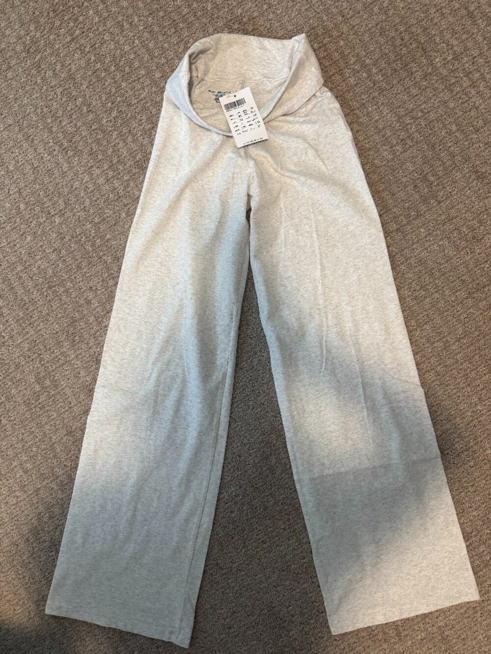 NWT Brandy Melville Heather Grey Foldover Wide-Leg Pants (One Size)